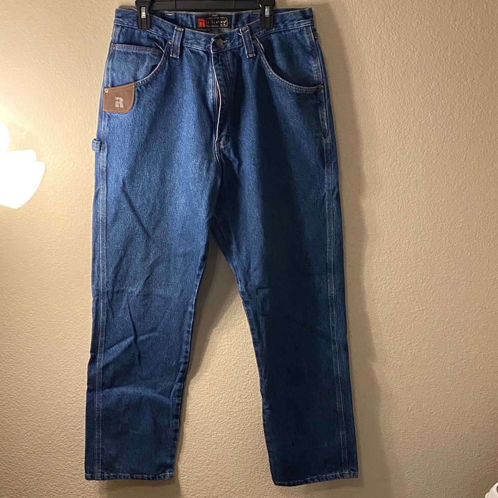 Size 36x34 Men's Wrangler Riggs Straight Blue Denim Jeans